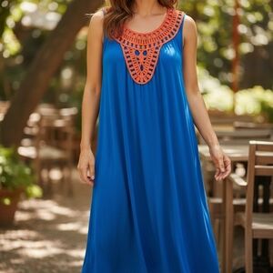 Hayden Los Angeles Blue and Orange Midi Dress
